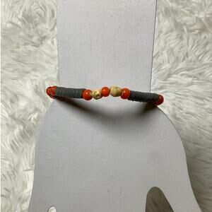 Chan Luu Gray Orange Beaded Tassel Wrap Bracelet Handmade Boho Artisan C2-13